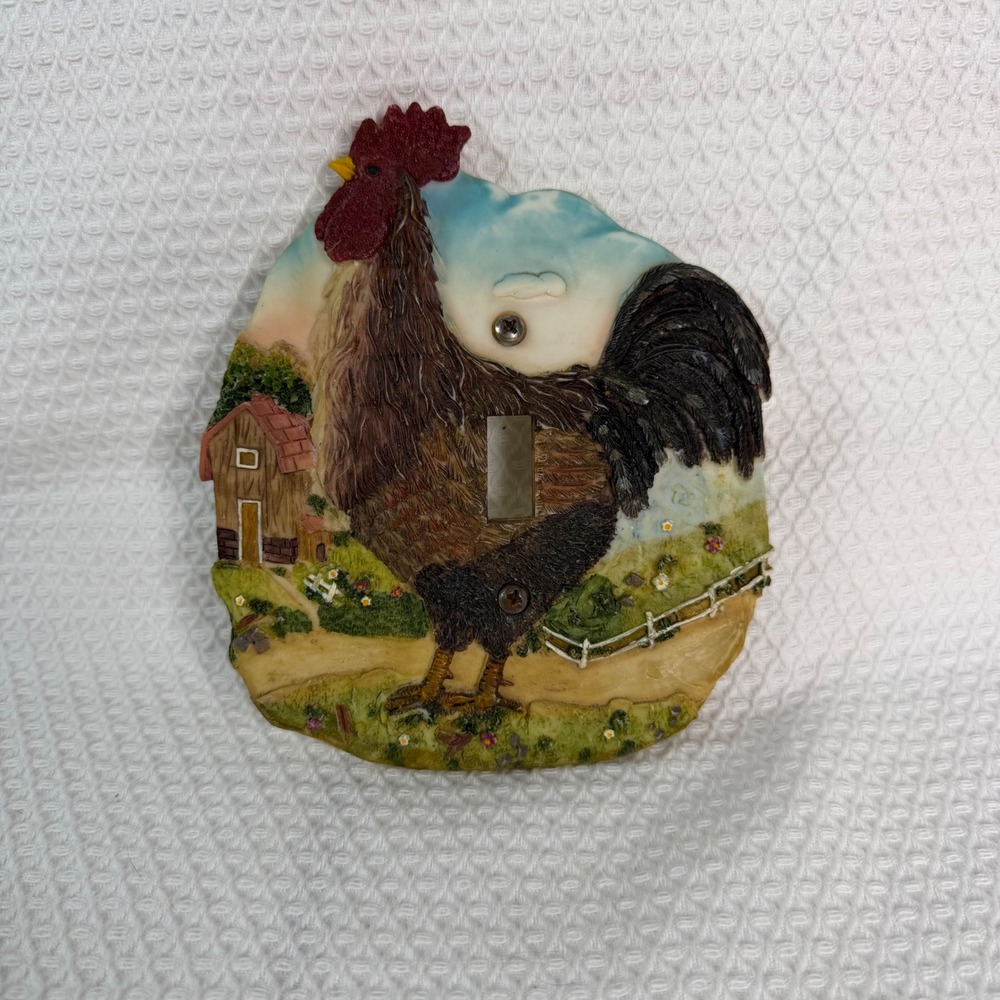 Rooster Farmhouse 3D Resin Single Toggle Light Switch Cover Country Kitchen